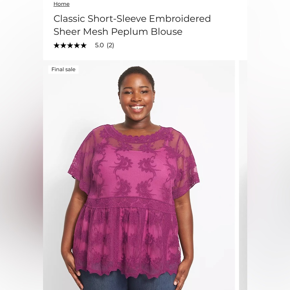New with tags. Clover crew neck lace blouse.